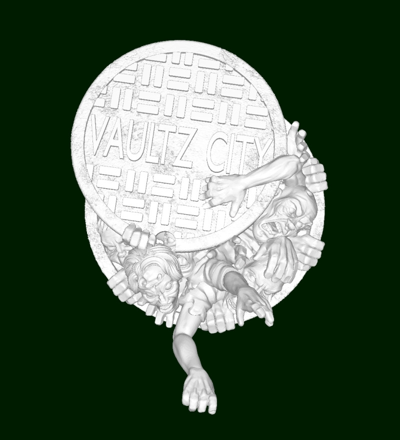 Zombiemanhole 3D Print Model .c4d .max .obj .3ds .fbx .stl .blend 