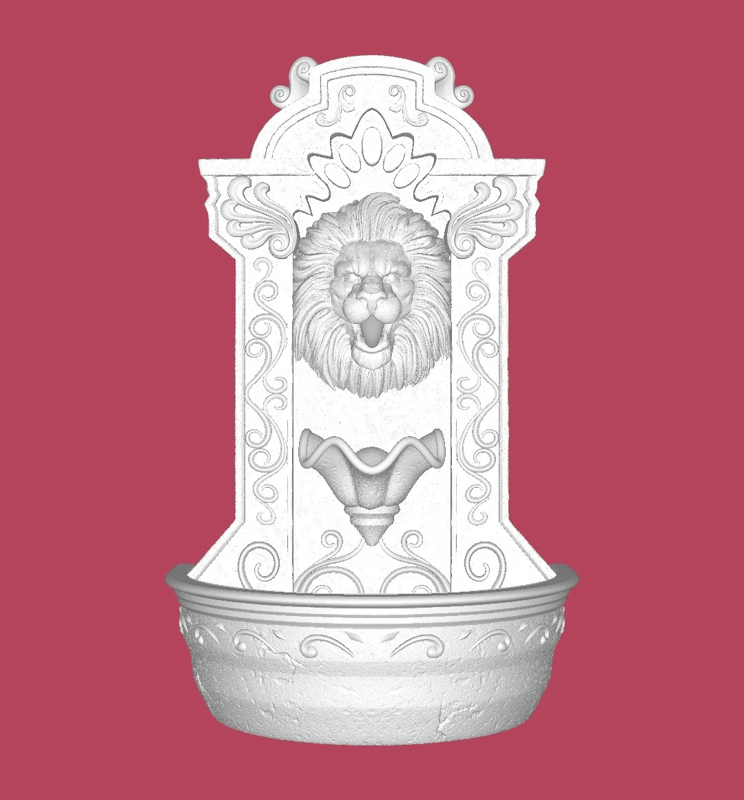 Lion Fountain 3D Print Model .c4d .max .obj .3ds .fbx .stl .blend 