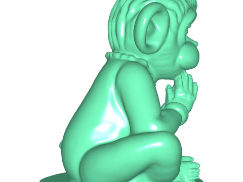瞑想する猿 3Dプリントモデル