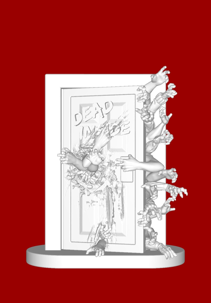 Zombified door 3D Print Model .c4d .max .obj .3ds .fbx .stl .blend 