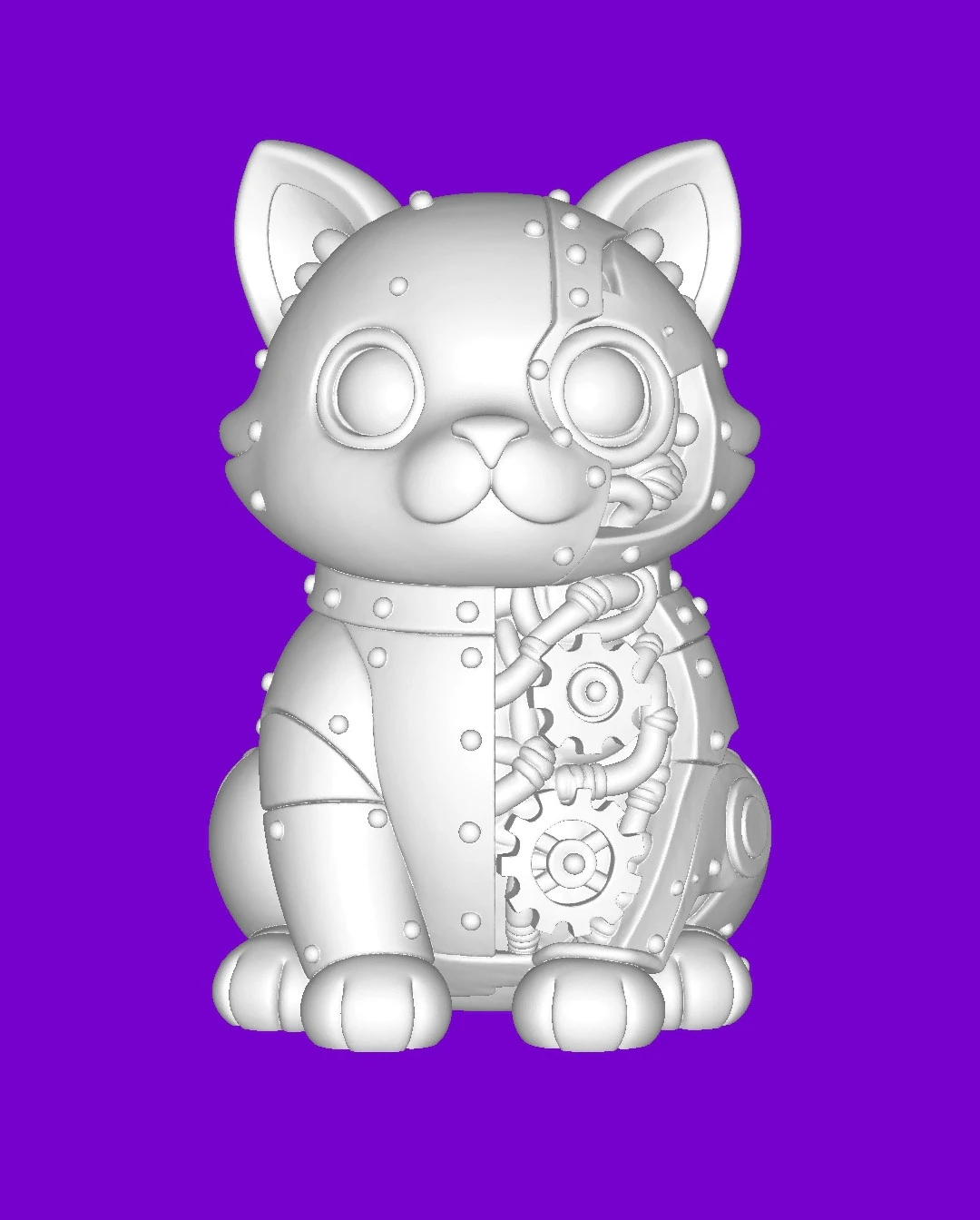 Cybrrr-cat-steampunk-sentinel 3D Print Model .c4d .max .obj .3ds .fbx .stl .blend 