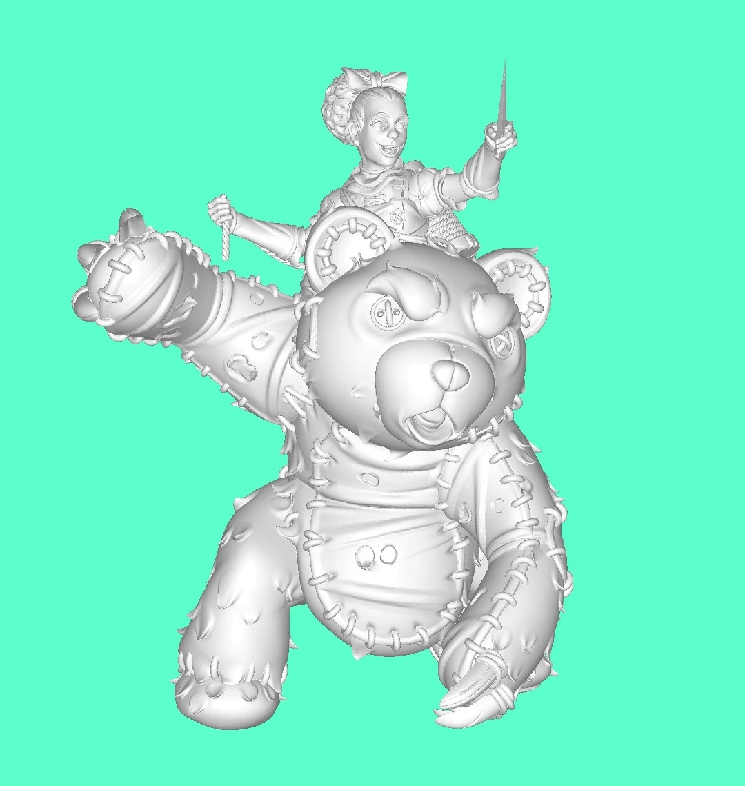 The Sorceress on the bear 3D Print Model .c4d .max .obj .3ds .fbx .stl .blend
