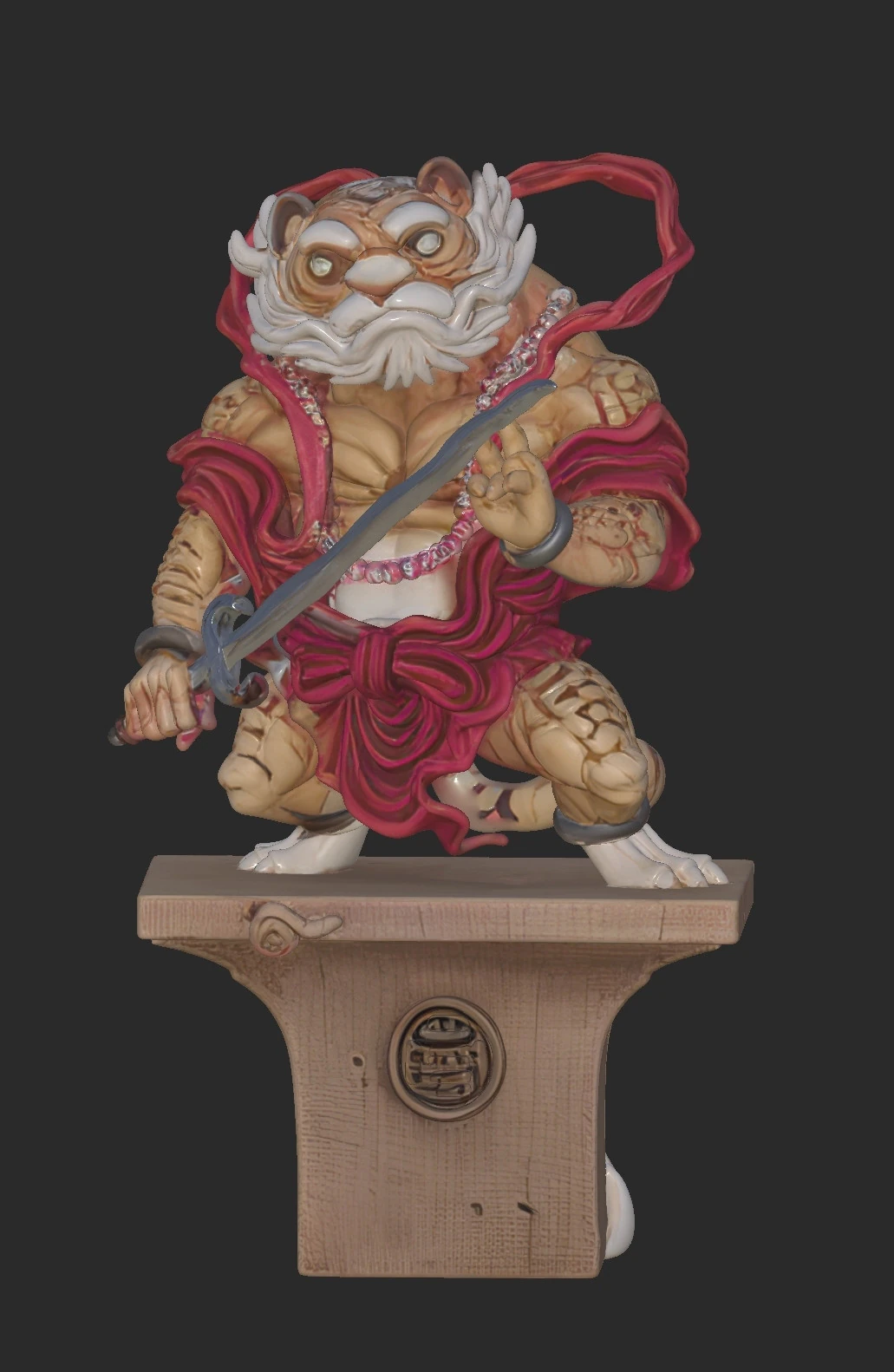 Tiger Warrior 3D Print Model .c4d .max .obj .3ds .fbx .stl .blend 