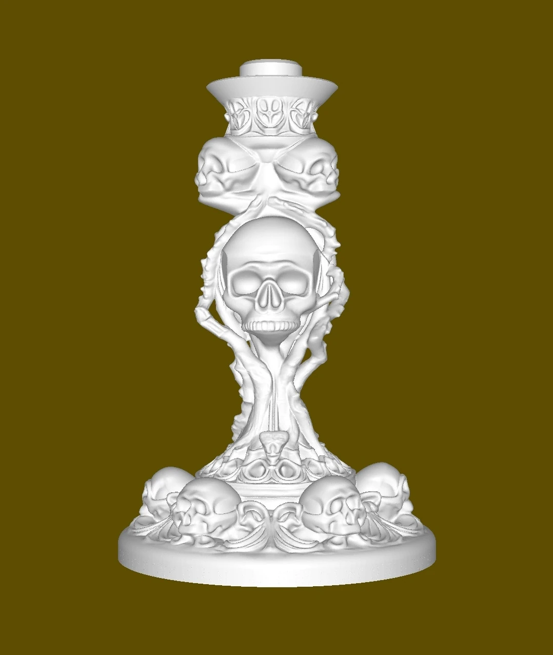 Gothic Skull Candle Holder 3D Print Model .c4d .max .obj .3ds .fbx .stl .blend
