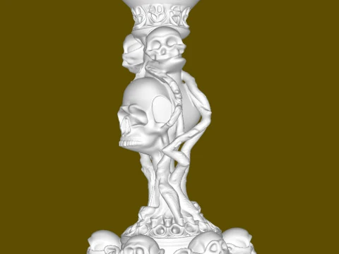 Gothic Skull Candle Holder 3D Print Model