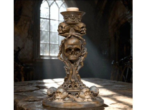 Gothic Skull Candle Holder 3D Print Model
