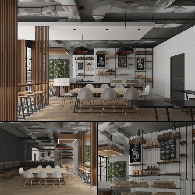 coffee house cafe 3D मॉडल .c4d .max .obj .3ds .fbx .stl .blend 