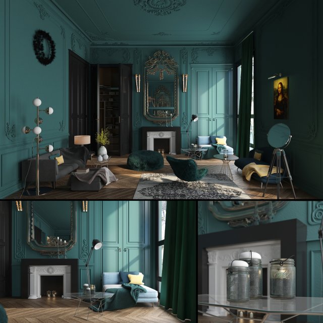 paris luxury house 3D Model .c4d .max .obj .3ds .fbx .stl .blend 