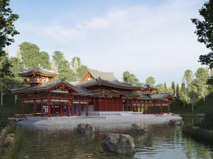 Byodo-in japanese temple 3D Model