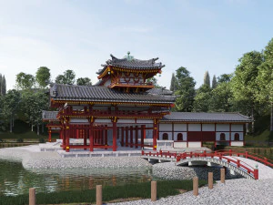 Byodo-in japanese temple 3D Model
