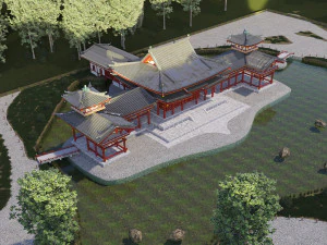 Byodo-in japanese temple 3D Model