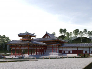 Byodo-in japanese temple 3D Model