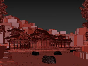 Byodo-in japanese temple 3D Model