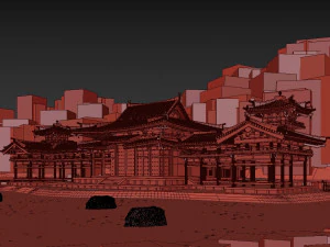 Byodo-in japanese temple 3D Model