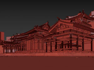 Byodo-in japanese temple 3D Model