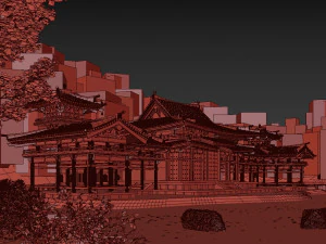 Byodo-in japanese temple 3D Model