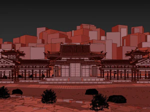 Byodo-in japanese temple 3D Model
