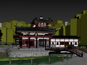 Byodo-in japanese temple 3D Model