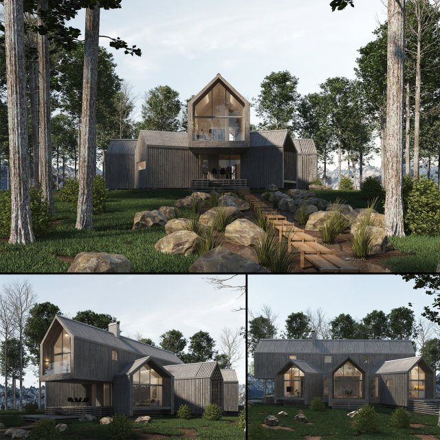 villa sunnano 3D Model .c4d .max .obj .3ds .fbx .stl .blend 