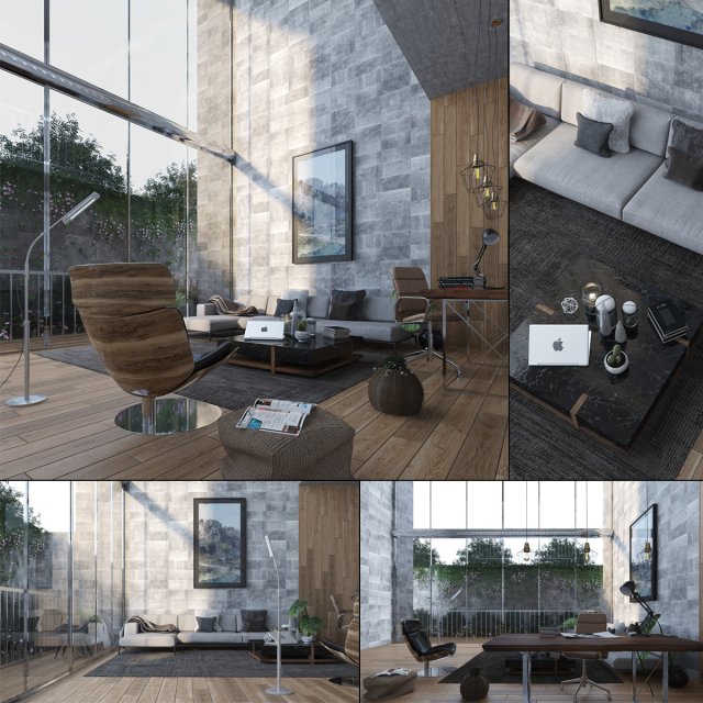 new york style livingroom 3D 模型 .c4d .max .obj .3ds .fbx .stl .blend 