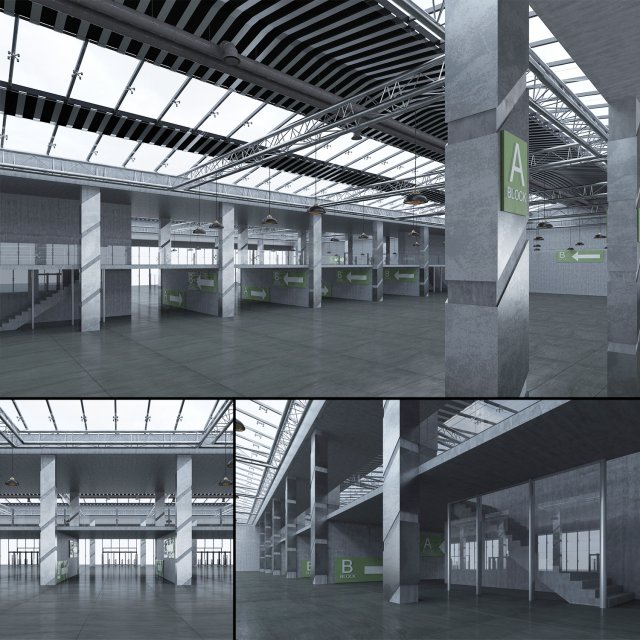 exhibition hall Model 3D .c4d .max .obj .3ds .fbx .stl .blend 