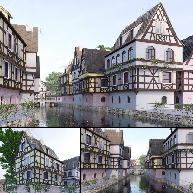 strasbourg la petite france 3D मॉडल .c4d .max .obj .3ds .fbx .stl .blend 