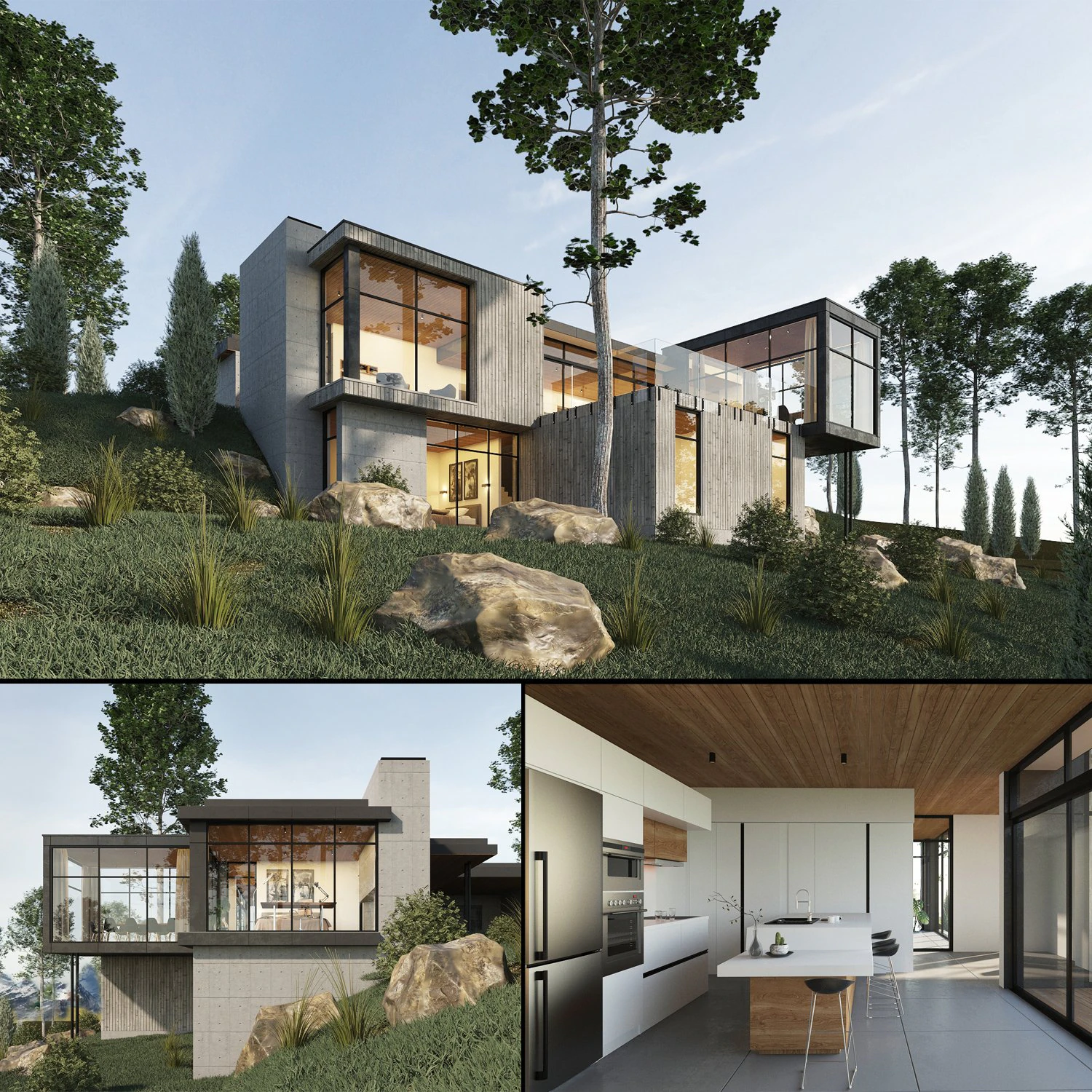 long horizontals house 3D Model .c4d .max .obj .3ds .fbx .stl .blend