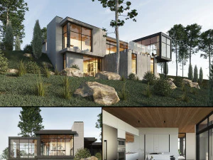 casa lunga e orizzontale Modello 3D