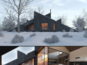 winter cabin house Model 3D