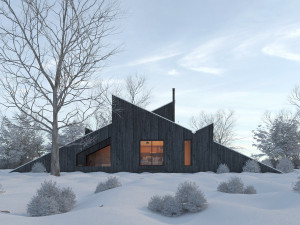 winter cabin house Model 3D