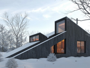 winter cabin house Model 3D