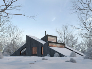 winter cabin house Model 3D