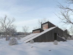 winter cabin house Model 3D