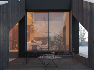 winter cabin house Model 3D