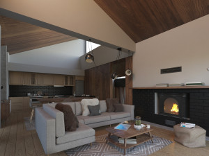 winter cabin house Model 3D