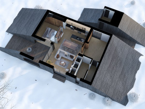 winter cabin house Model 3D