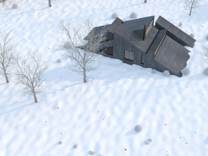 winter cabin house Model 3D