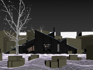 winter cabin house Model 3D