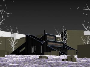 winter cabin house Model 3D