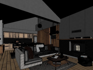 winter cabin house Model 3D