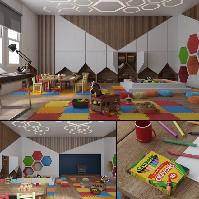 kindergarten 3D Model .c4d .max .obj .3ds .fbx .stl .blend 