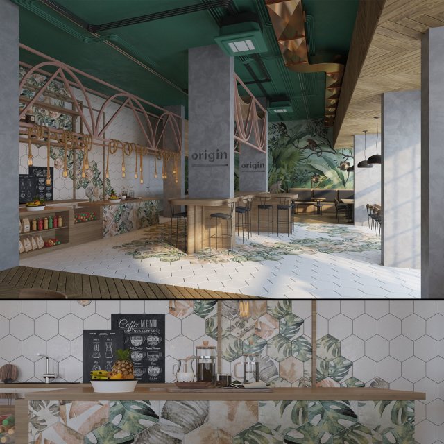 healthy cafe and coffee house Model 3D .c4d .max .obj .3ds .fbx .stl .blend 