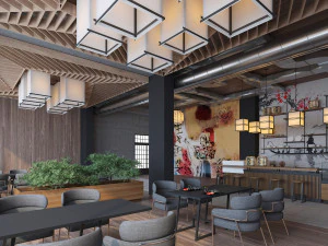 japanese sushi restaurant 3D Model