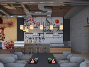 japanese sushi restaurant 3D Model