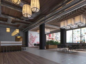 japanese sushi restaurant 3D Model