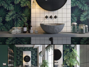 glam green bathroom 3D Model