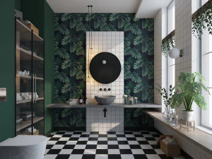 glam green bathroom 3D Model