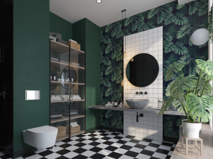 glam green bathroom Modèle 3D