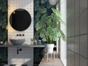 glam green bathroom 3D Model