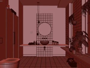 glam green bathroom 3D Model